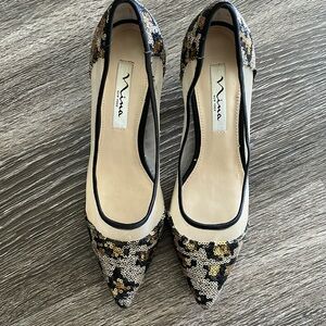 Nina Leopard Sequin Heels